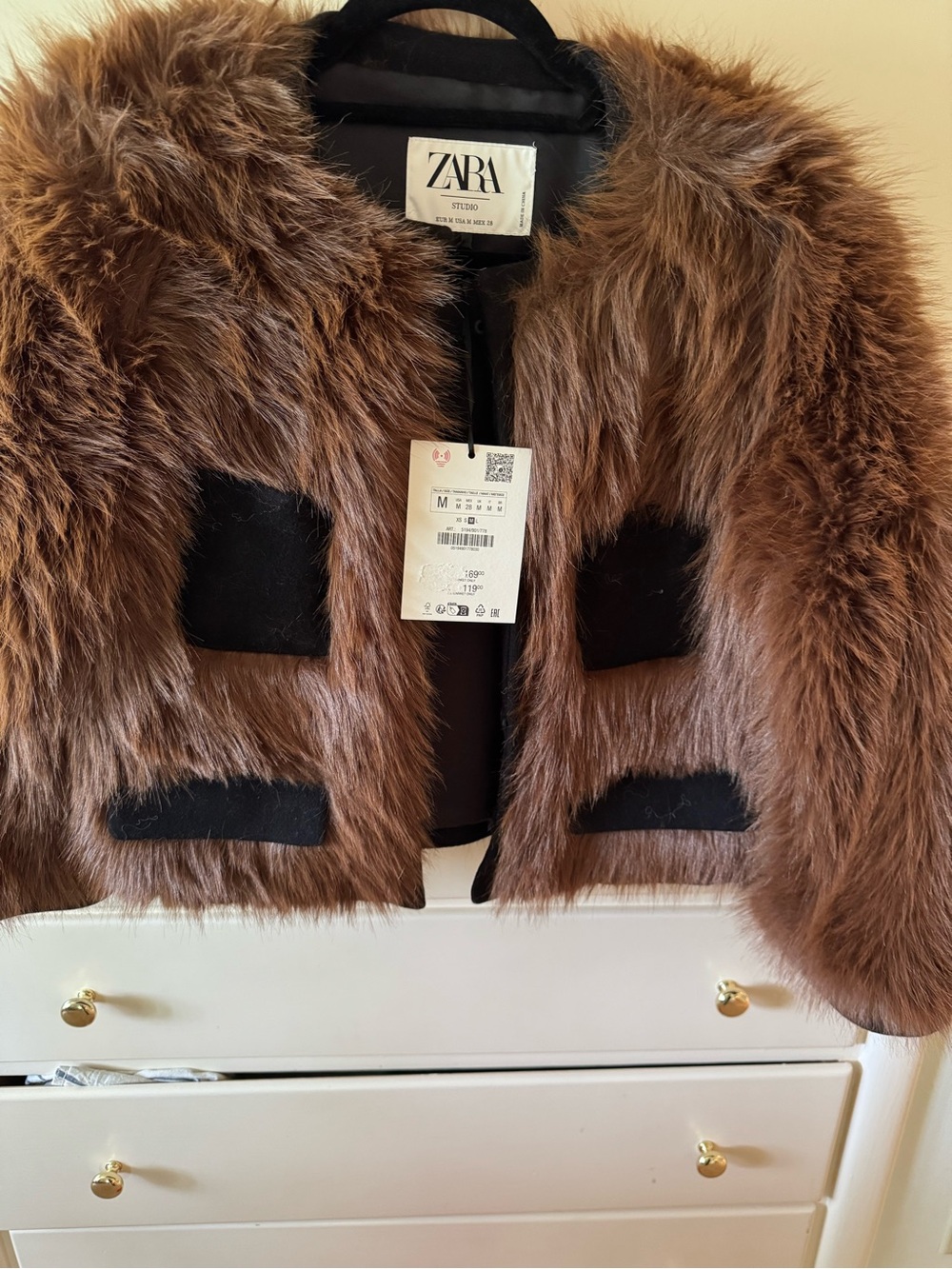 Zara Chestnut Brown Faux Fur Trim Jacket